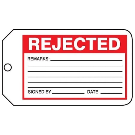 Accuform Safety Tags, REJECTED, 5.75in x 3.25in, RP-Plastic, 5PK MMT300PTM